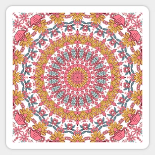 Flower and Hearts valentines and spring Kaleidoscope pattern (Seamless) 18 Sticker